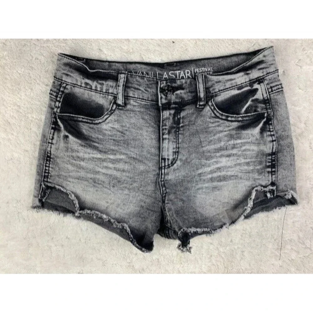 Vanilla Star Size 3 Womens Shorts Black Gray Stretch Mid Rise